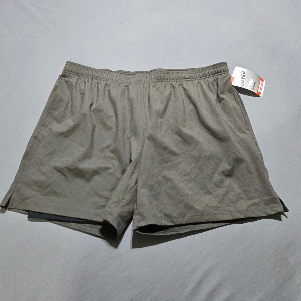 Hanes Moves Training Shorts Mens 2XL Olive Green 7 Inch Inseam Boxer Brief Liner